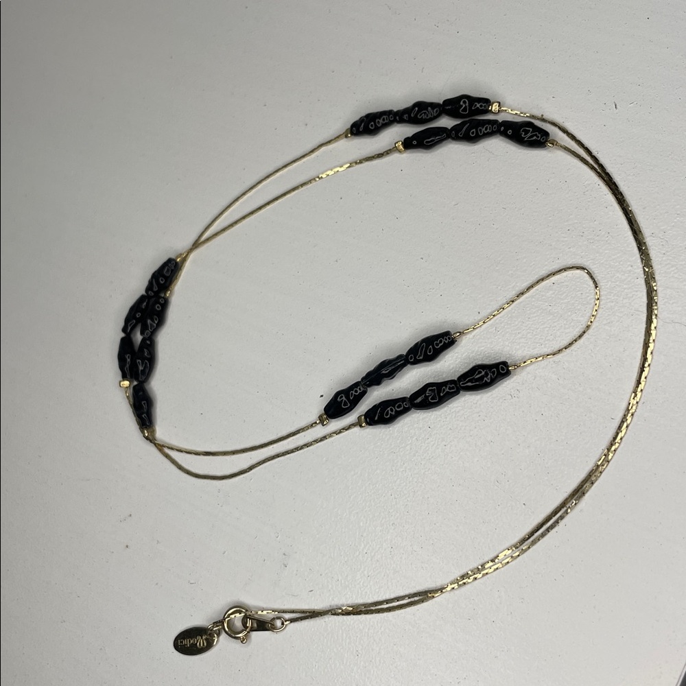 Signed Medici 29”Black and Gold Tone Necklace